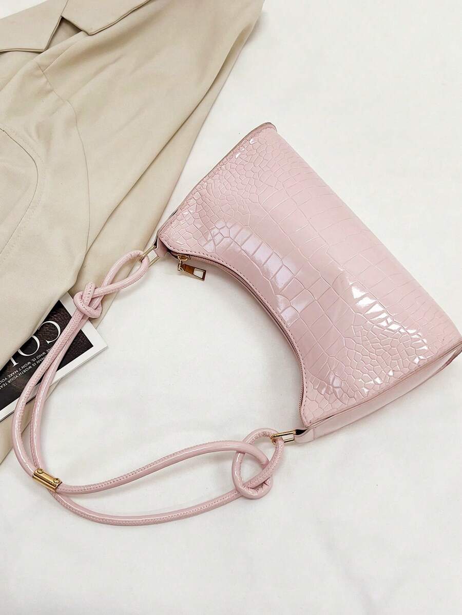 Women's Curved Shoulder Bag, Small Faux Leather Underarm Purse for Everyday and Evening