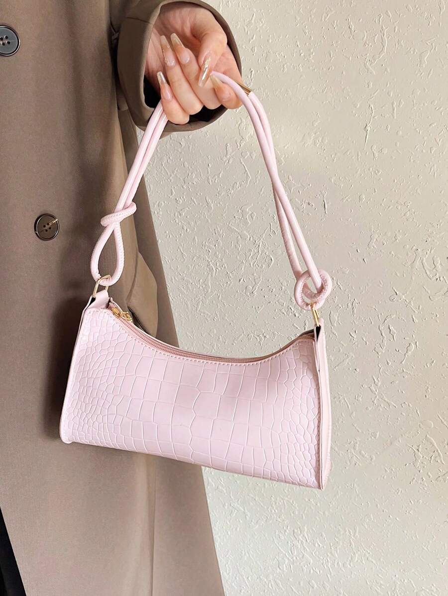 Women's Curved Shoulder Bag, Small Faux Leather Underarm Purse for Everyday and Evening