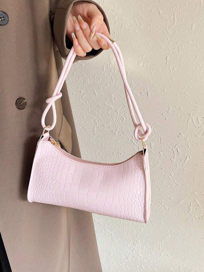 Women's Curved Shoulder Bag, Small Faux Leather Underarm Purse for Everyday and Evening