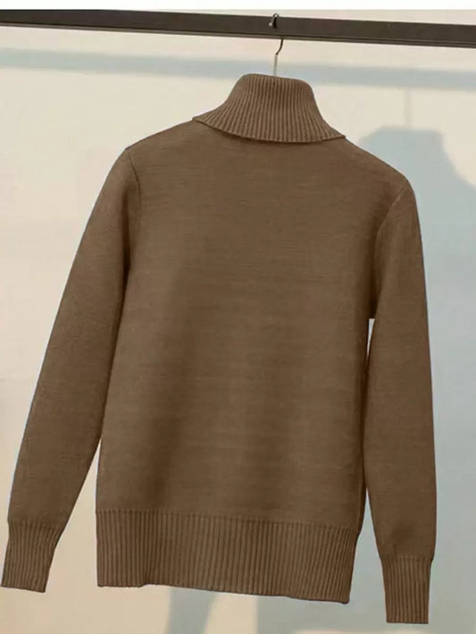 Ramona Thermal Lined Slim Fit Turtleneck Sweater Long Sleeve - White