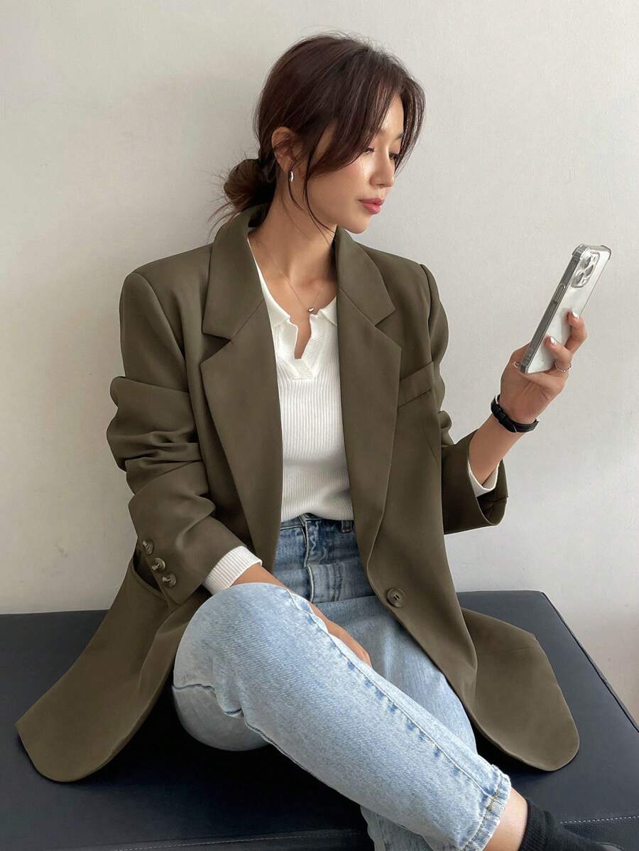 Pimlico Oversized Single Button Notch Lapel Blazer