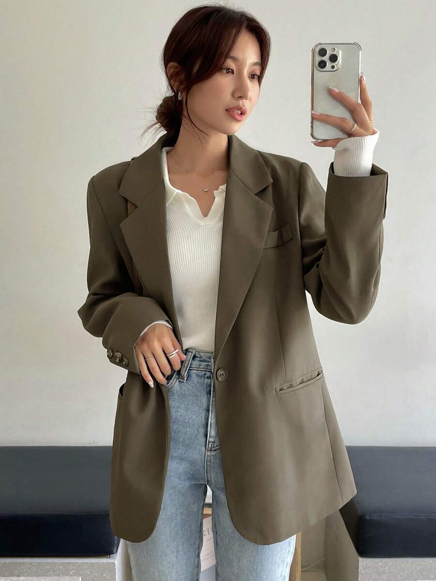 Pimlico Oversized Single Button Notch Lapel Blazer
