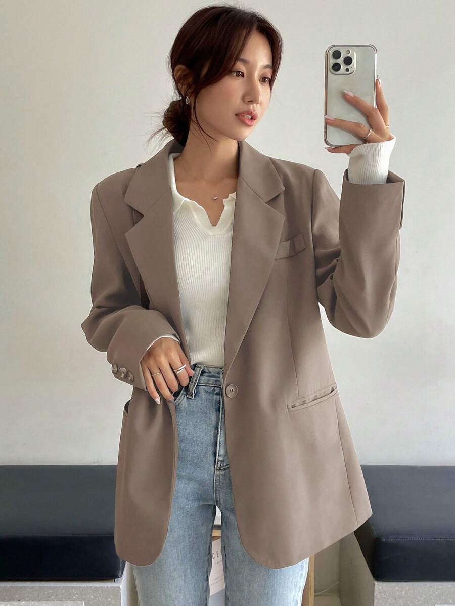 Pimlico Oversized Single Button Notch Lapel Blazer