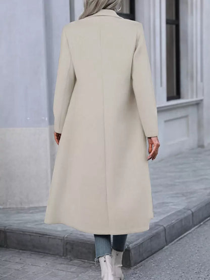 Graz Double Breasted Wool Look Long Overcoat