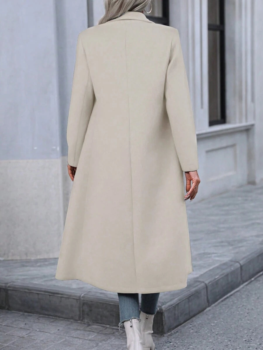 Graz Double Breasted Wool Look Long Overcoat