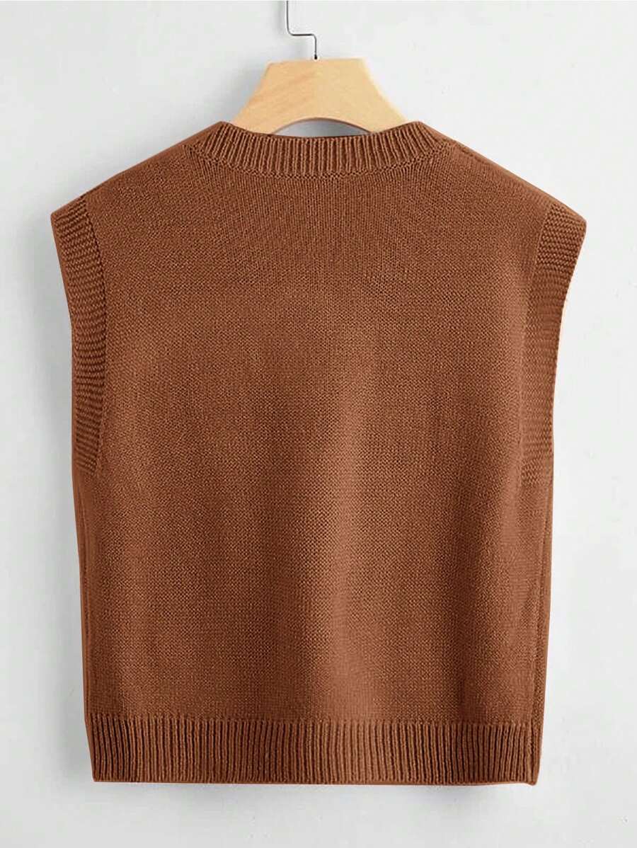 Marisa Fine Knit V-Neck Sleeveless Sweater Vest - Pink