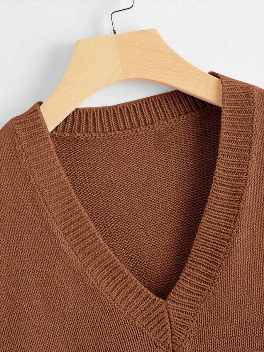 Marisa Fine Knit V-Neck Sleeveless Sweater Vest - Yellow