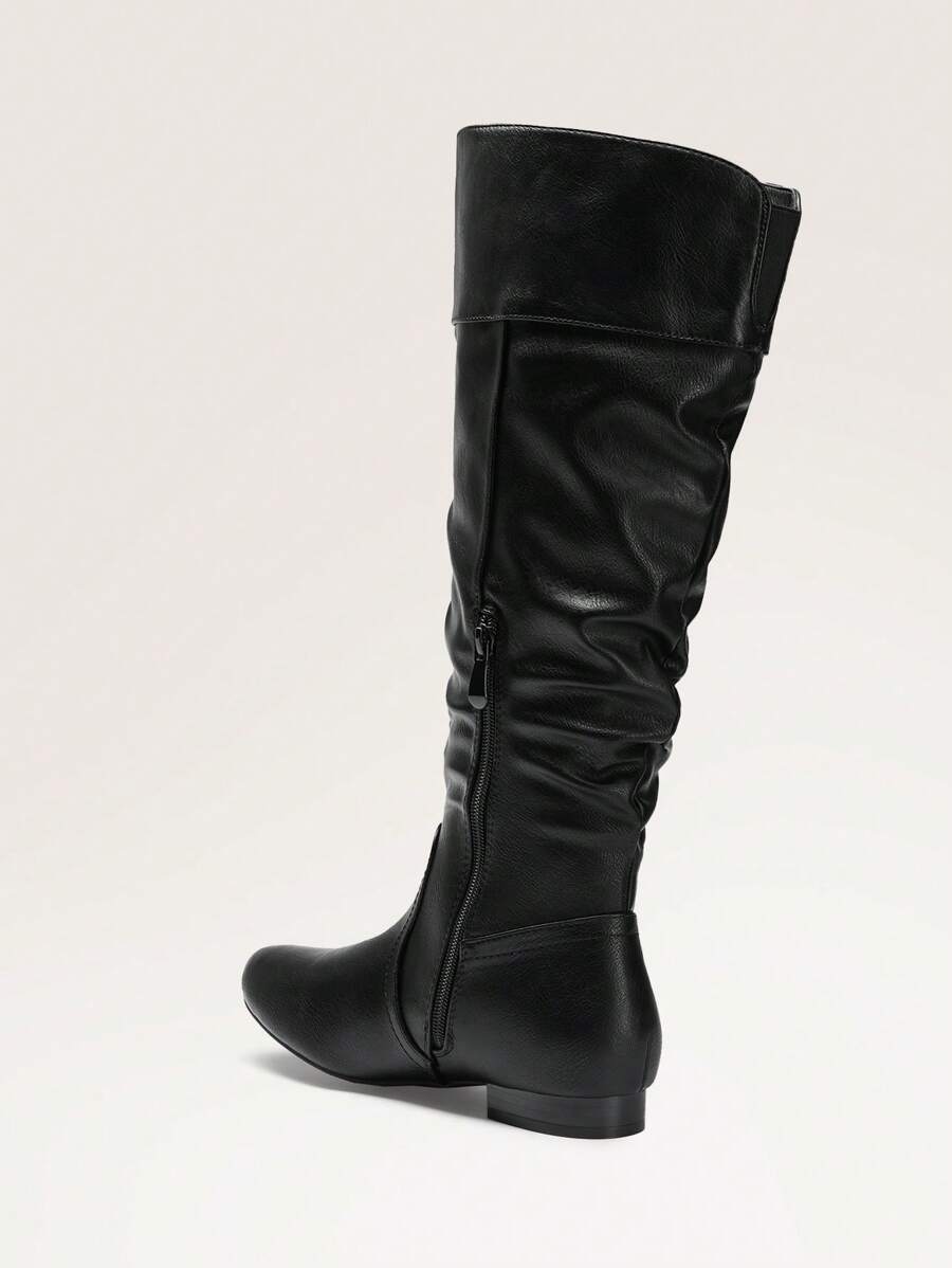 Women's  Black Knee High Pull On Winter Weather Black Boots Elegant & Fashionable Classic Slouchy Warm Gift  Boots Mensa