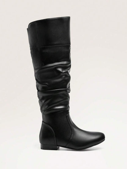 Women's  Black Knee High Pull On Winter Weather Black Boots Elegant & Fashionable Classic Slouchy Warm Gift  Boots Mensa