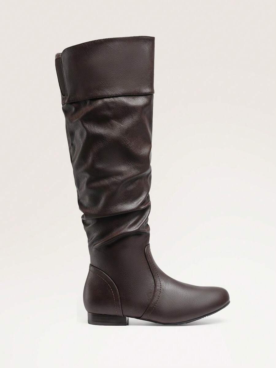 Women's  Black Knee High Pull On Winter Weather Black Boots Elegant & Fashionable Classic Slouchy Warm Gift  Boots Mensa