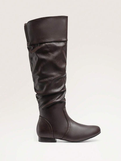 Women's  Black Knee High Pull On Winter Weather Black Boots Elegant & Fashionable Classic Slouchy Warm Gift  Boots Mensa