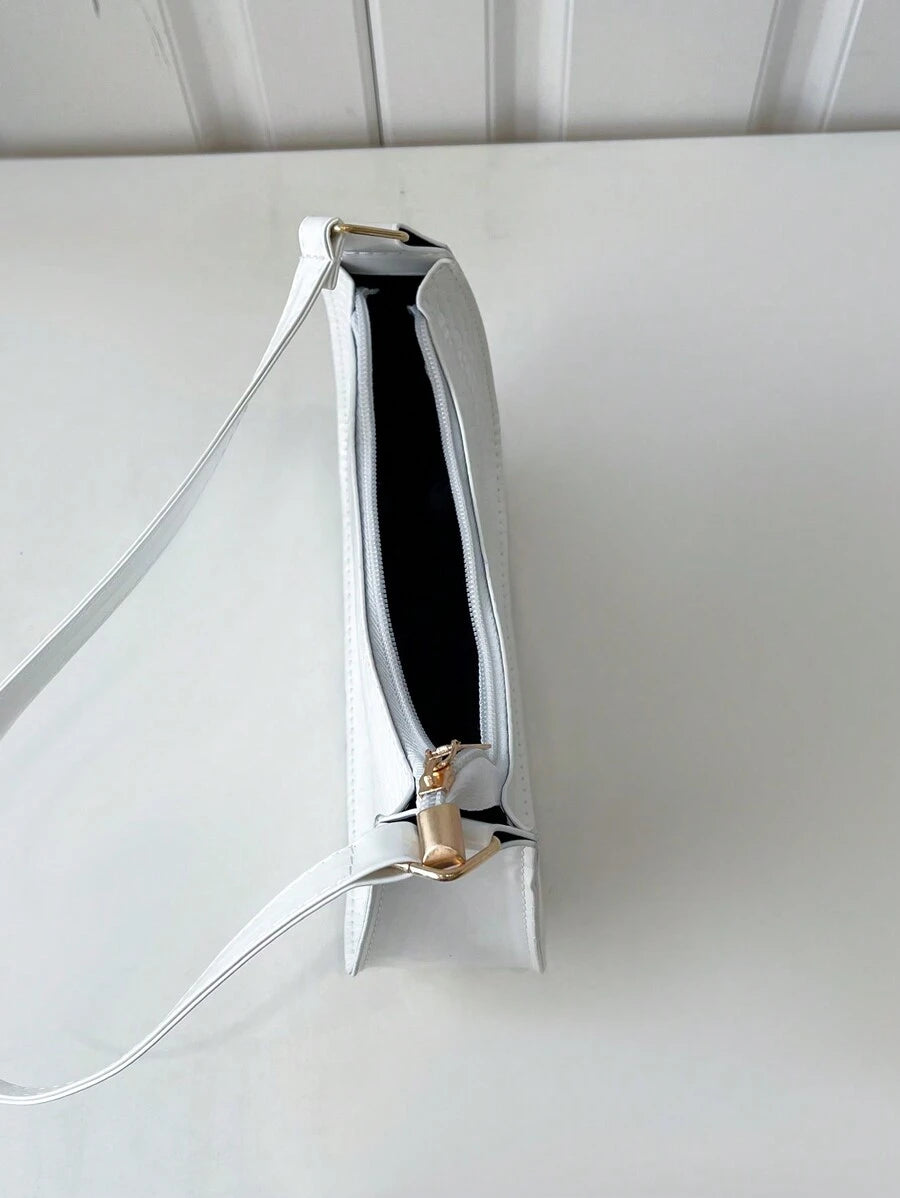 Women's Curved Shoulder Bag, Small Faux Leather Underarm Purse for Everyday and Evening