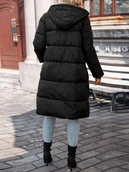 Jasper Long Hooded Puffer Coat with Drawstring