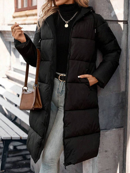 Jasper Long Hooded Puffer Coat with Drawstring