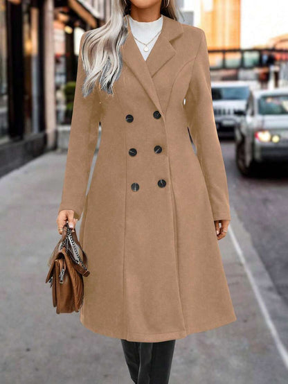 Graz Double Breasted Wool Look Long Overcoat