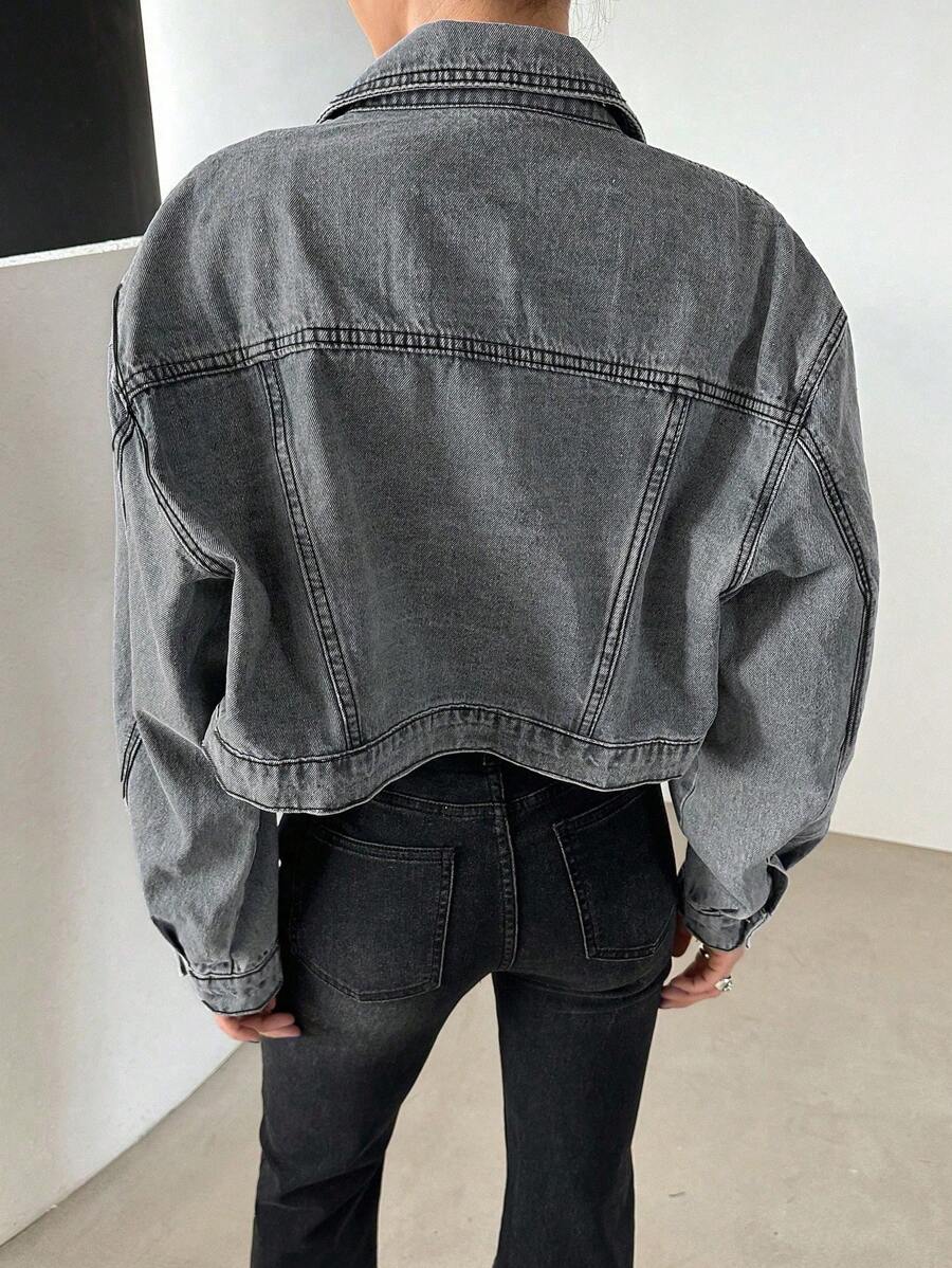 Helena Drop Shoulder Crop Denim Jacket - Light Wash