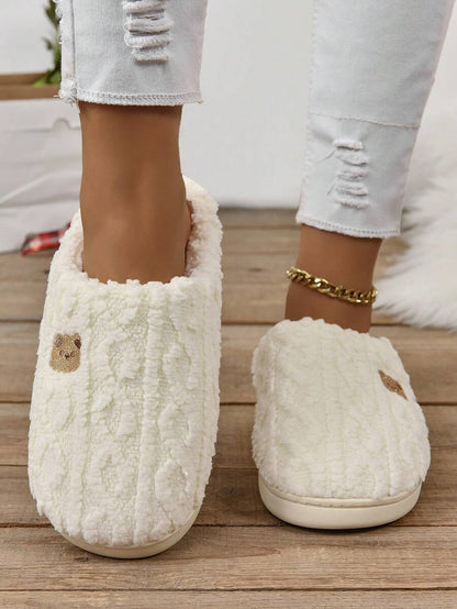 Women's Winter Bestselling Warm Indoor Slippers, Thick Sole Non-Slip White Fluffy Slippers,Furry Shoes Mensa