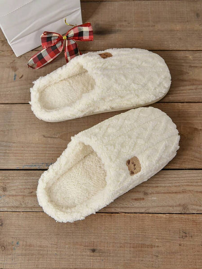 Women's Winter Bestselling Warm Indoor Slippers, Thick Sole Non-Slip White Fluffy Slippers,Furry Shoes Mensa