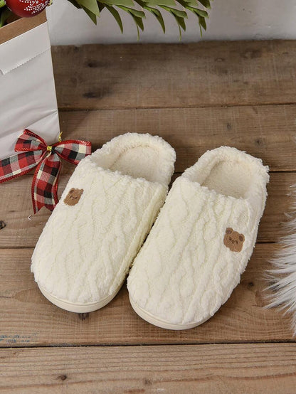 Women's Winter Bestselling Warm Indoor Slippers, Thick Sole Non-Slip White Fluffy Slippers,Furry Shoes Mensa