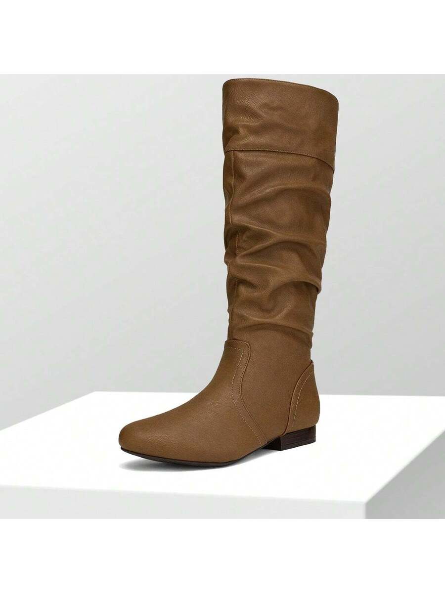 Women's  Black Knee High Pull On Winter Weather Black Boots Elegant & Fashionable Classic Slouchy Warm Gift  Boots Mensa