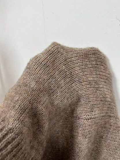 Viola Relaxed Mock Neck Sweater with Drop Shoulders - Taupe