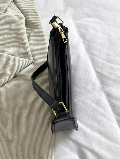 Women's Curved Shoulder Bag, Small Faux Leather Underarm Purse for Everyday and Evening