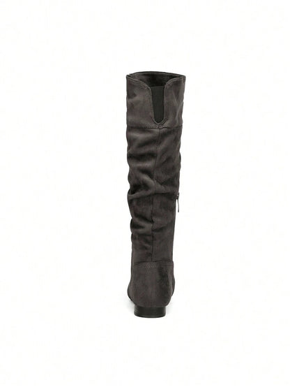 Women's  Black Knee High Pull On Winter Weather Black Boots Elegant & Fashionable Classic Slouchy Warm Gift  Boots Mensa