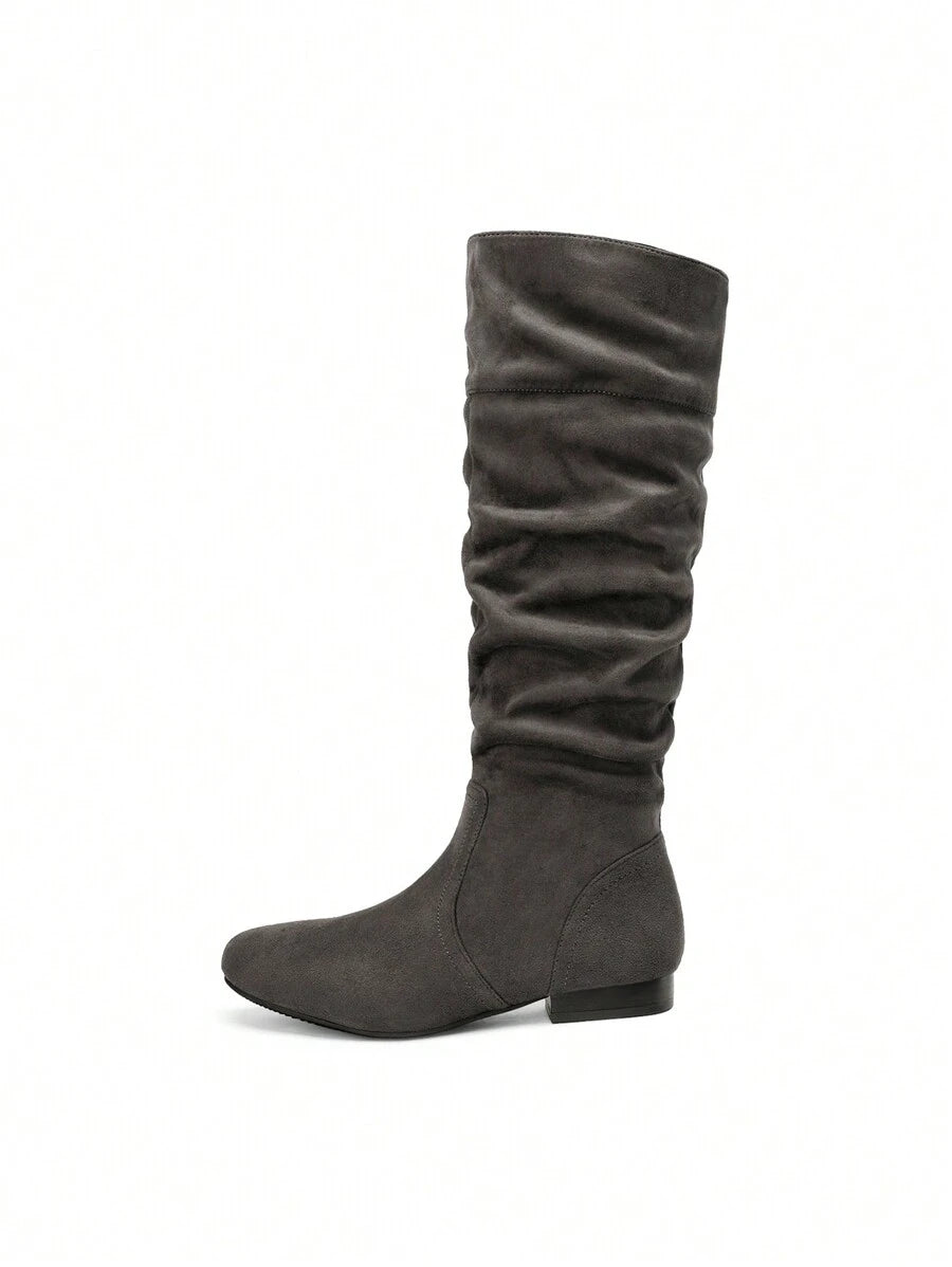Women's  Black Knee High Pull On Winter Weather Black Boots Elegant & Fashionable Classic Slouchy Warm Gift  Boots Mensa