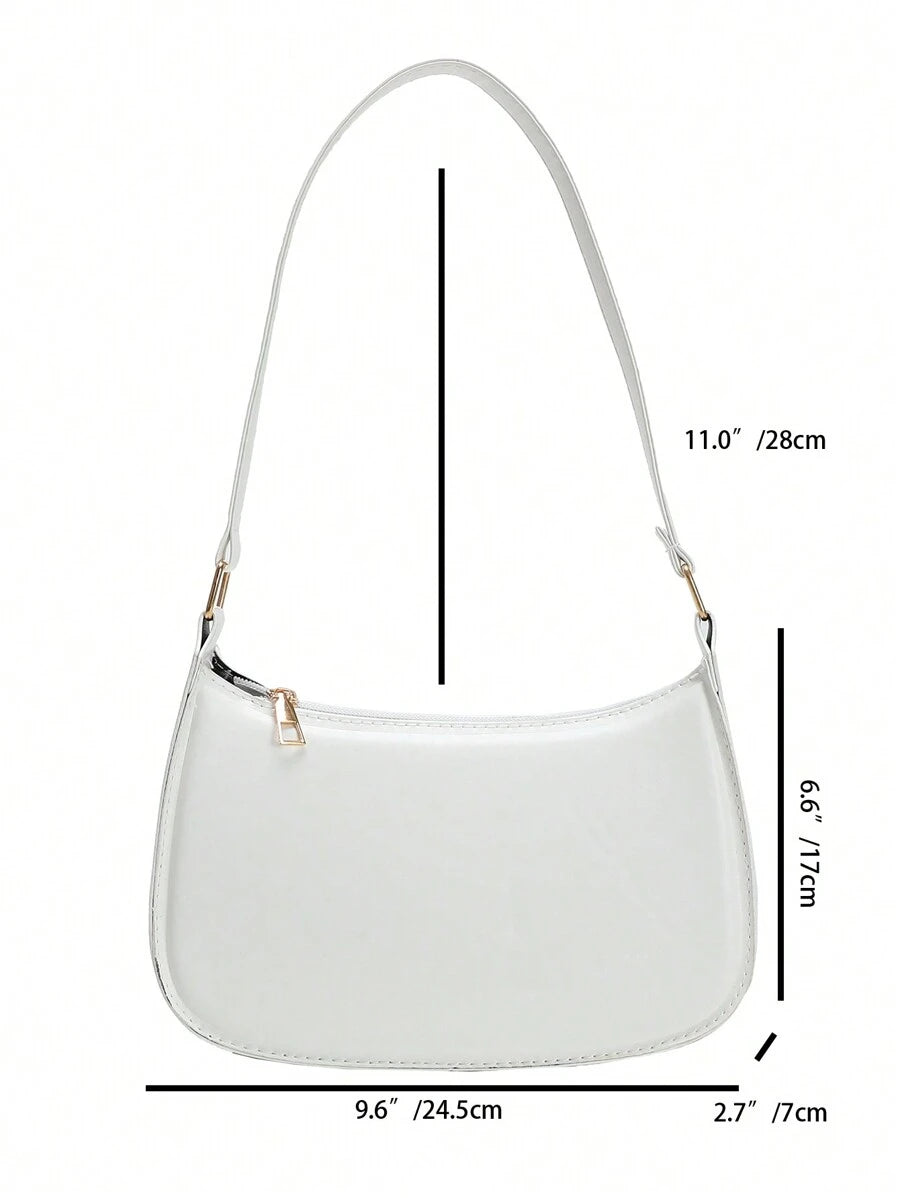 Women's Curved Shoulder Bag, Small Faux Leather Underarm Purse for Everyday and Evening