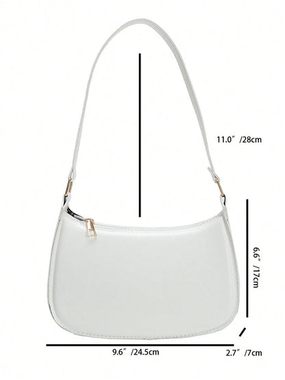 Women's Curved Shoulder Bag, Small Faux Leather Underarm Purse for Everyday and Evening
