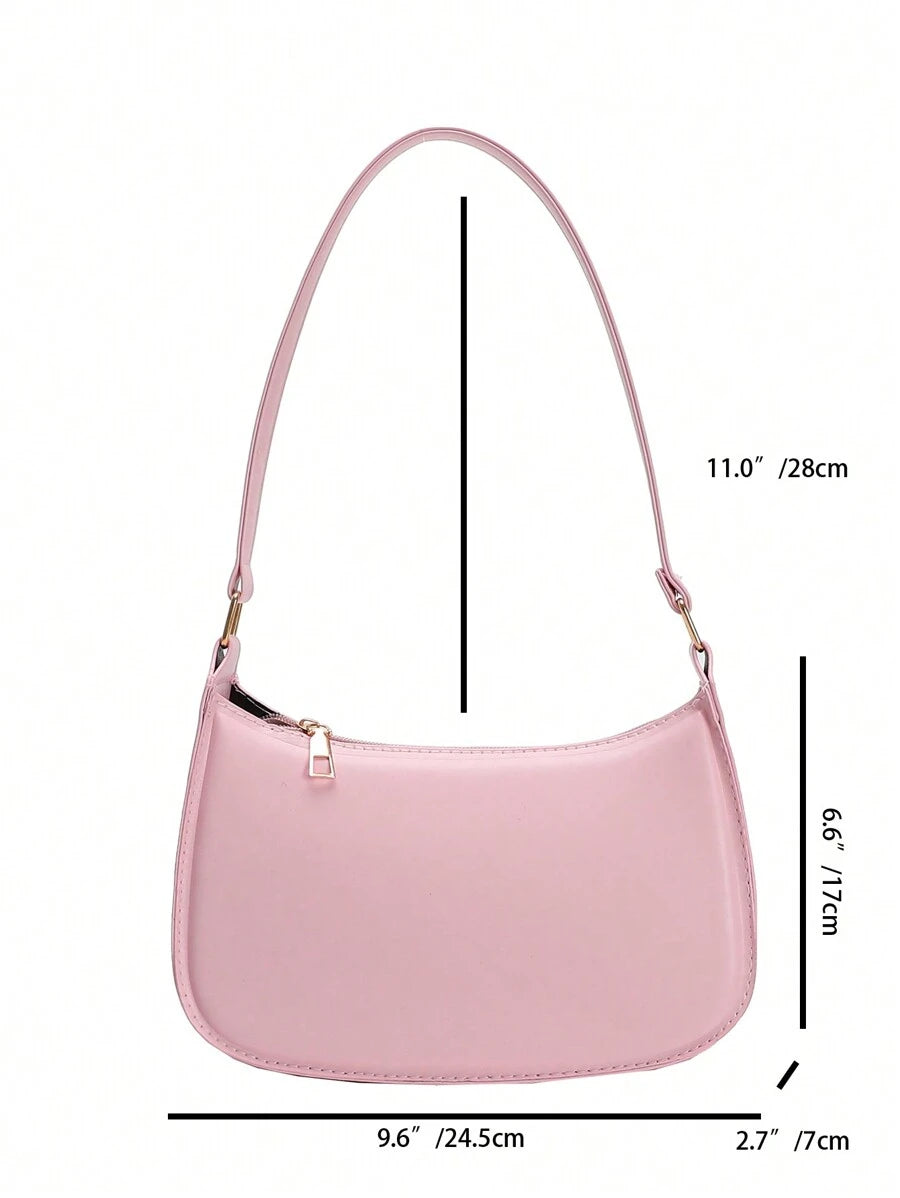 Women's Curved Shoulder Bag, Small Faux Leather Underarm Purse for Everyday and Evening