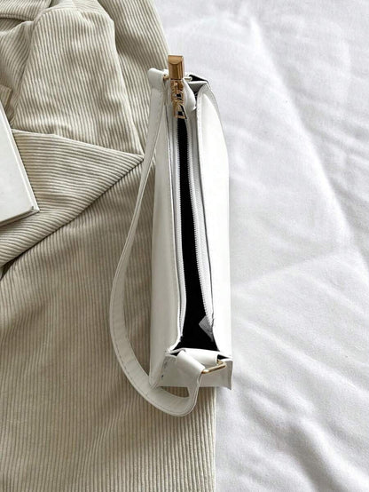 Women's Curved Shoulder Bag, Small Faux Leather Underarm Purse for Everyday and Evening
