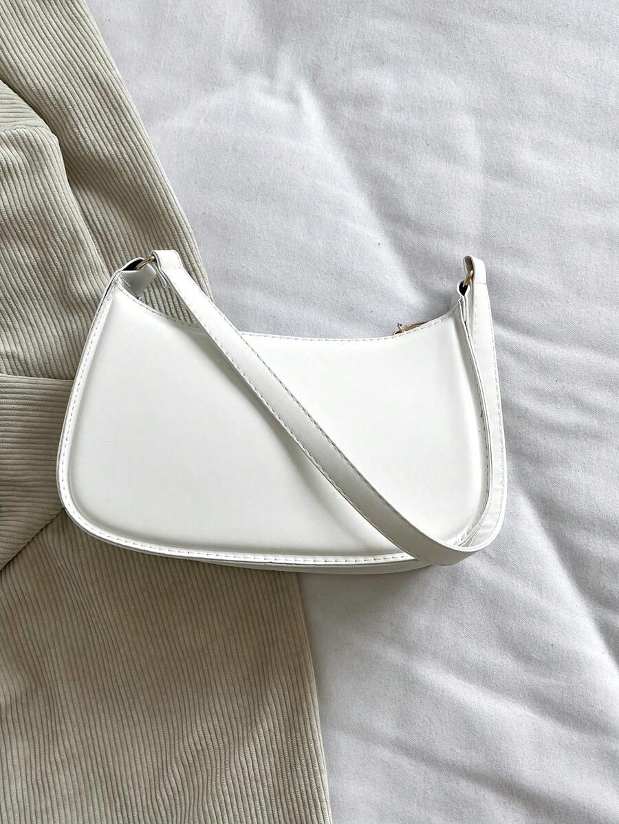 Women's Curved Shoulder Bag, Small Faux Leather Underarm Purse for Everyday and Evening