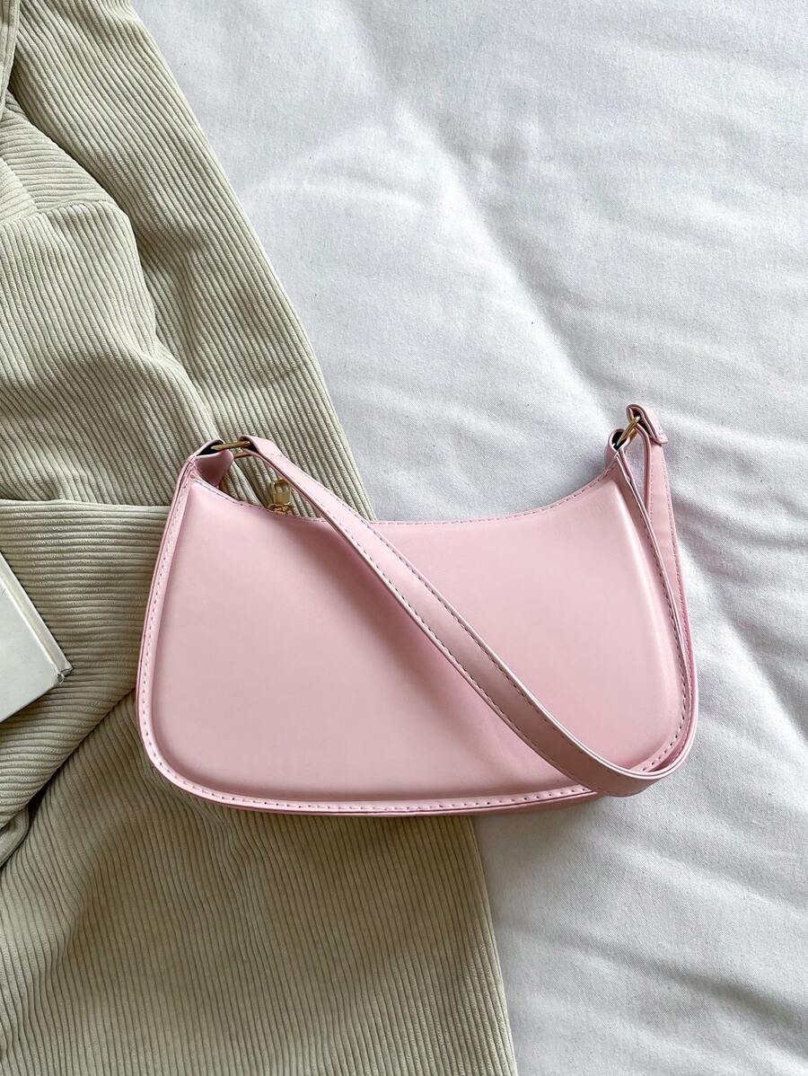 Women's Curved Shoulder Bag, Small Faux Leather Underarm Purse for Everyday and Evening