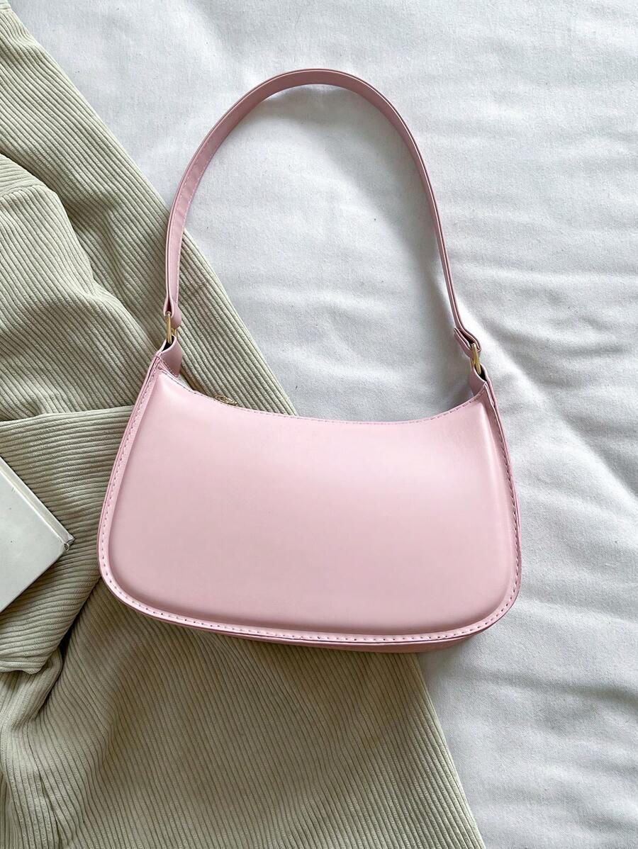 Women's Curved Shoulder Bag, Small Faux Leather Underarm Purse for Everyday and Evening