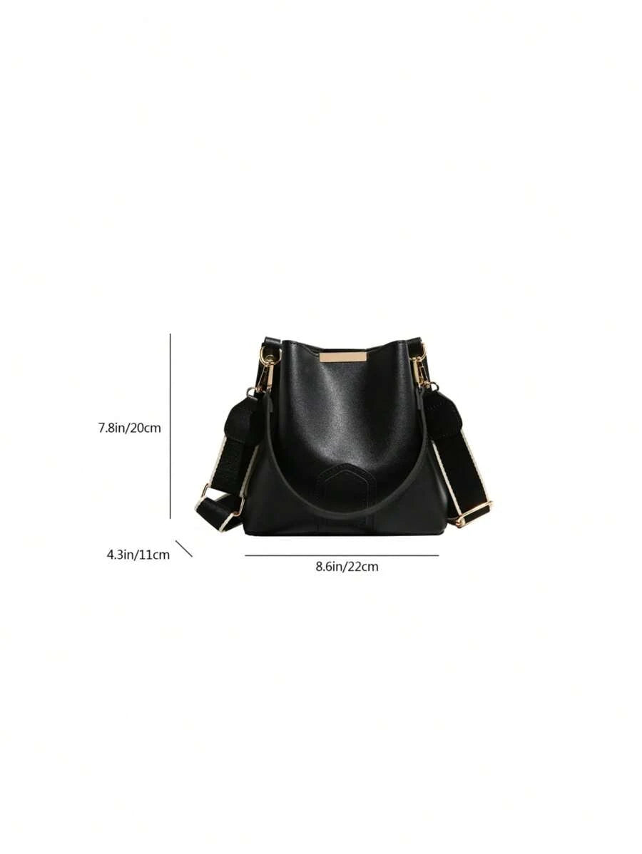 Lausanne Suede Look Bucket Bag with Wide Shoulder Strap