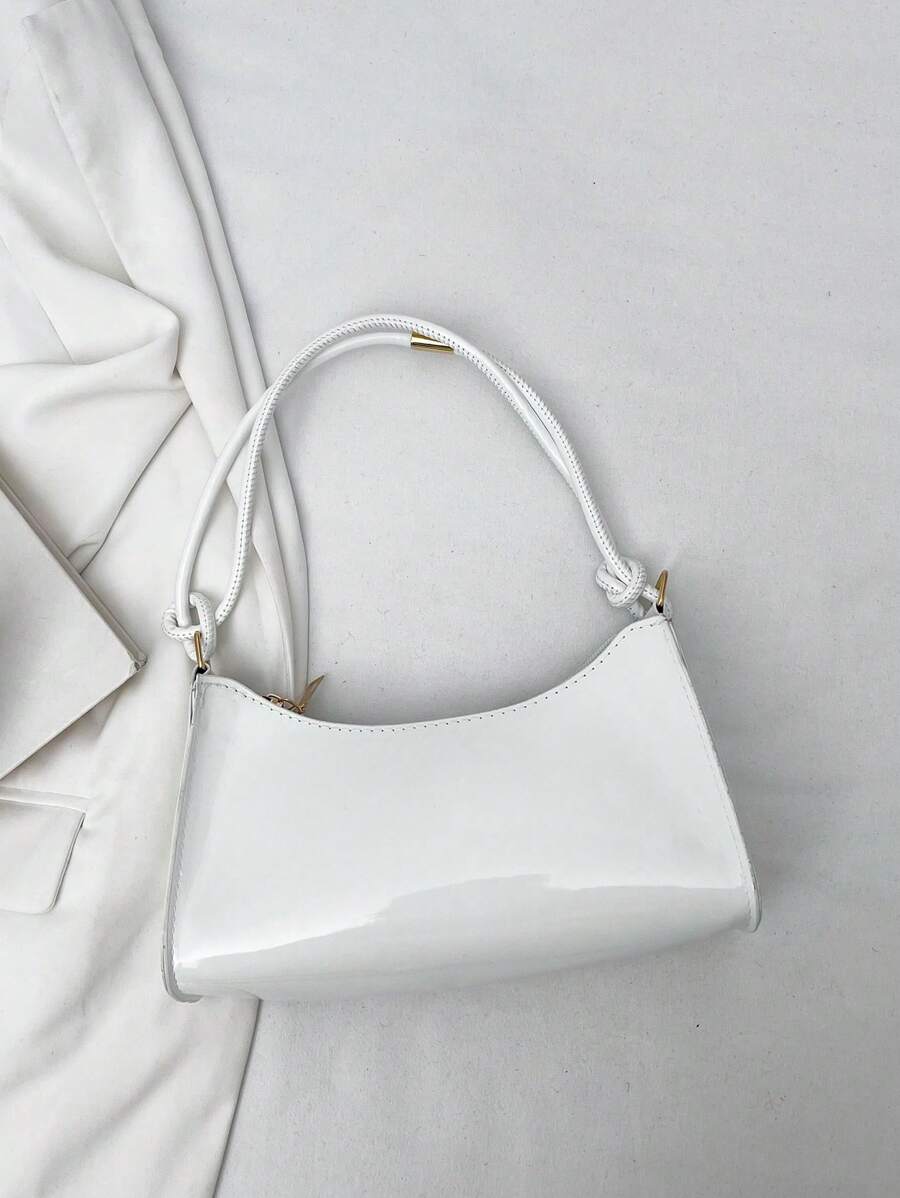 Women's Curved Shoulder Bag, Small Faux Leather Underarm Purse for Everyday and Evening