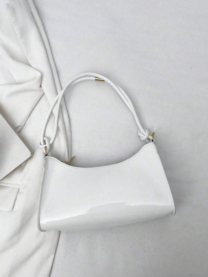 Women's Curved Shoulder Bag, Small Faux Leather Underarm Purse for Everyday and Evening