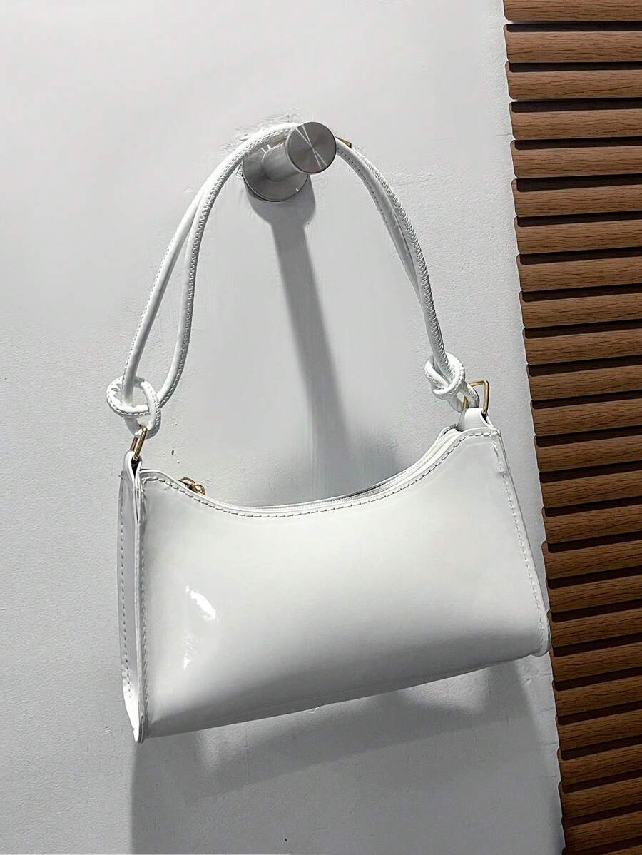 Women's Curved Shoulder Bag, Small Faux Leather Underarm Purse for Everyday and Evening