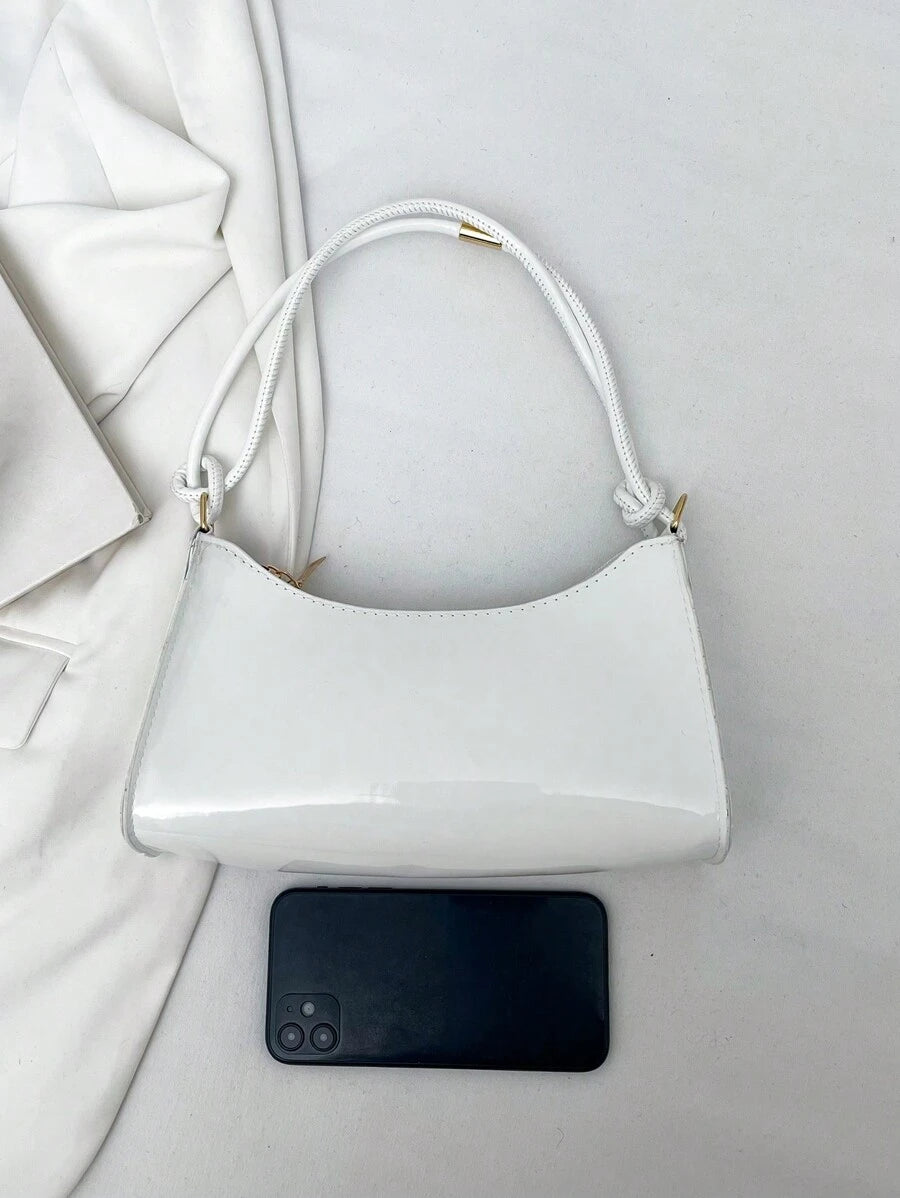 Women's Curved Shoulder Bag, Small Faux Leather Underarm Purse for Everyday and Evening