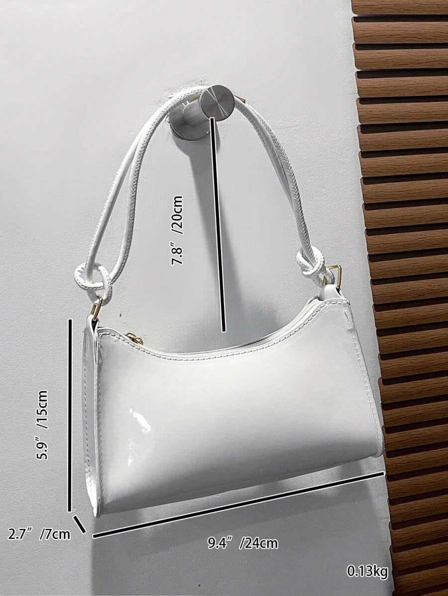 Women's Curved Shoulder Bag, Small Faux Leather Underarm Purse for Everyday and Evening