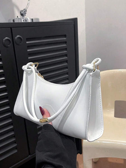 Women's Curved Shoulder Bag, Small Faux Leather Underarm Purse for Everyday and Evening