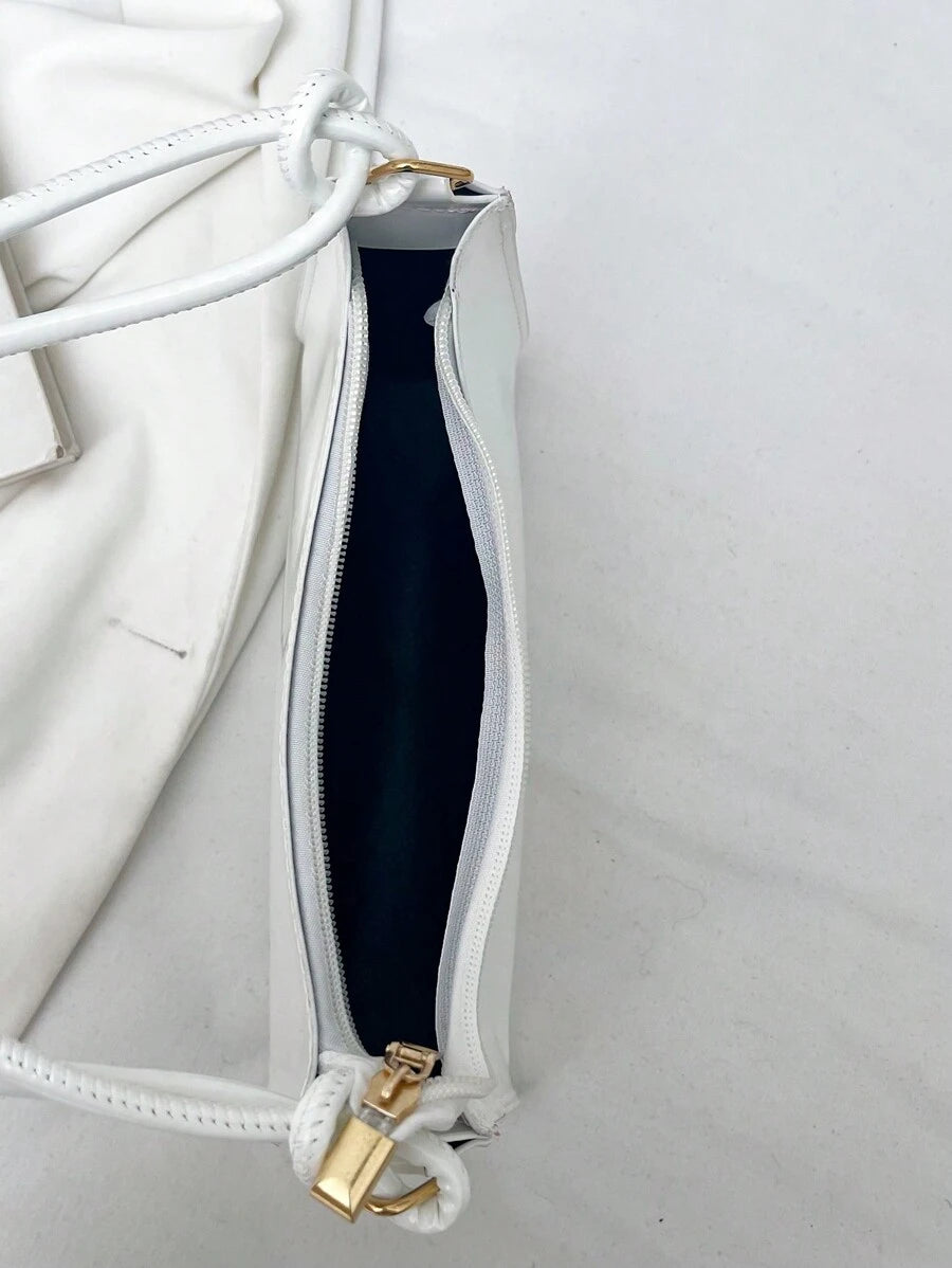 Women's Curved Shoulder Bag, Small Faux Leather Underarm Purse for Everyday and Evening