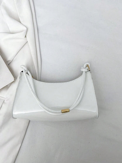 Women's Curved Shoulder Bag, Small Faux Leather Underarm Purse for Everyday and Evening
