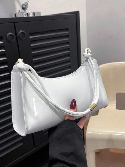 Women's Curved Shoulder Bag, Small Faux Leather Underarm Purse for Everyday and Evening