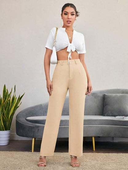 Women's High Waisted Flare Trousers, Tailored Dress Pants for Work Office - Black