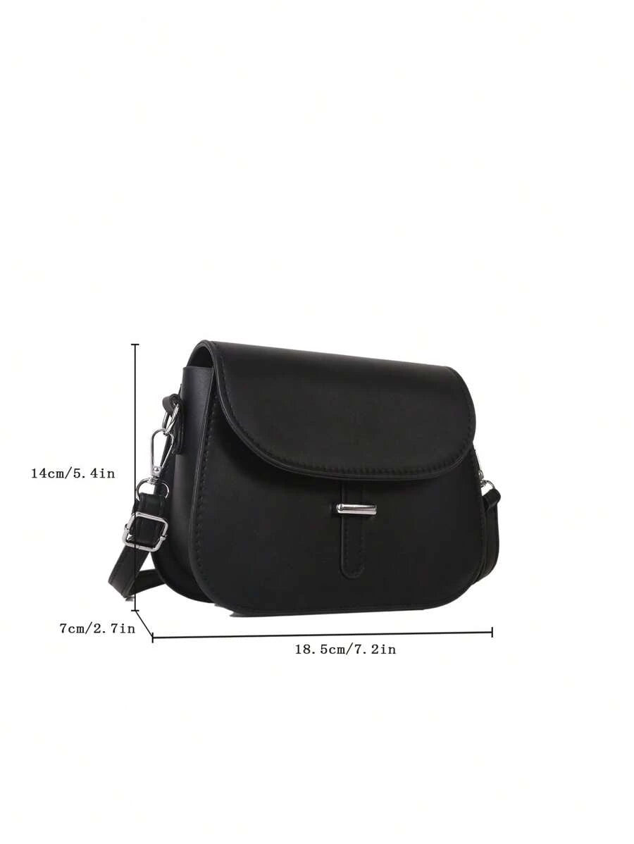 Women's Small Saddle Crossbody Bag, Faux Leather Flap Shoulder Purse with Adjustable Strap