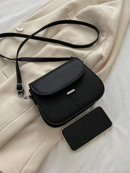 Women's Small Saddle Crossbody Bag, Faux Leather Flap Shoulder Purse with Adjustable Strap