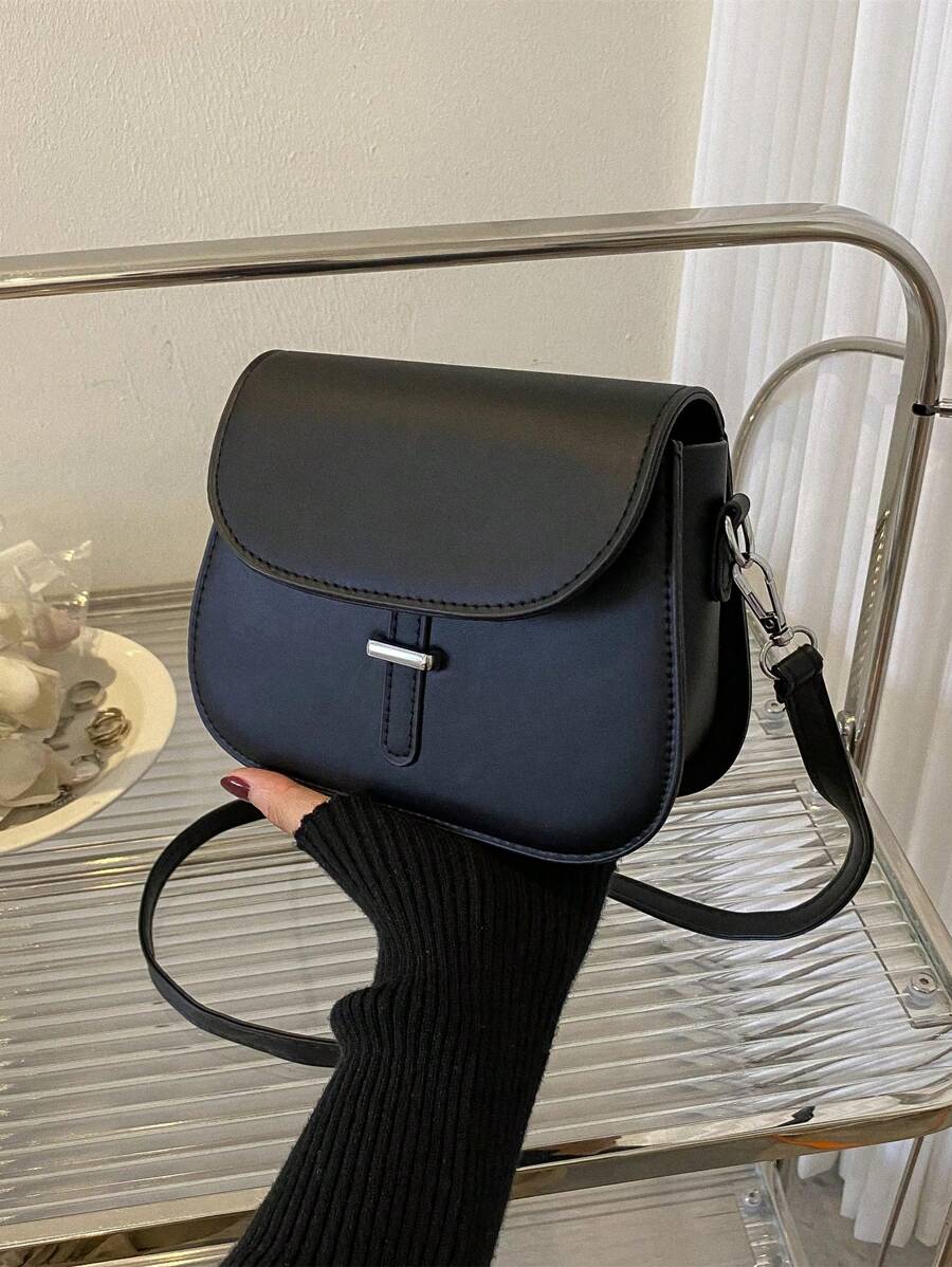 Women's Small Saddle Crossbody Bag, Faux Leather Flap Shoulder Purse with Adjustable Strap