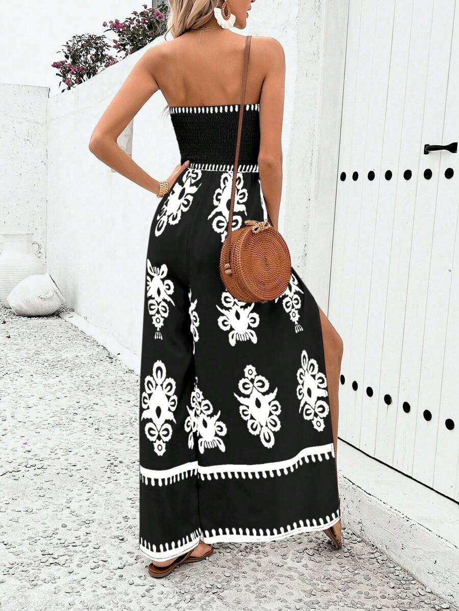 Breezaya Paisley Print Split Thigh Tube Jumpsuit Mensa